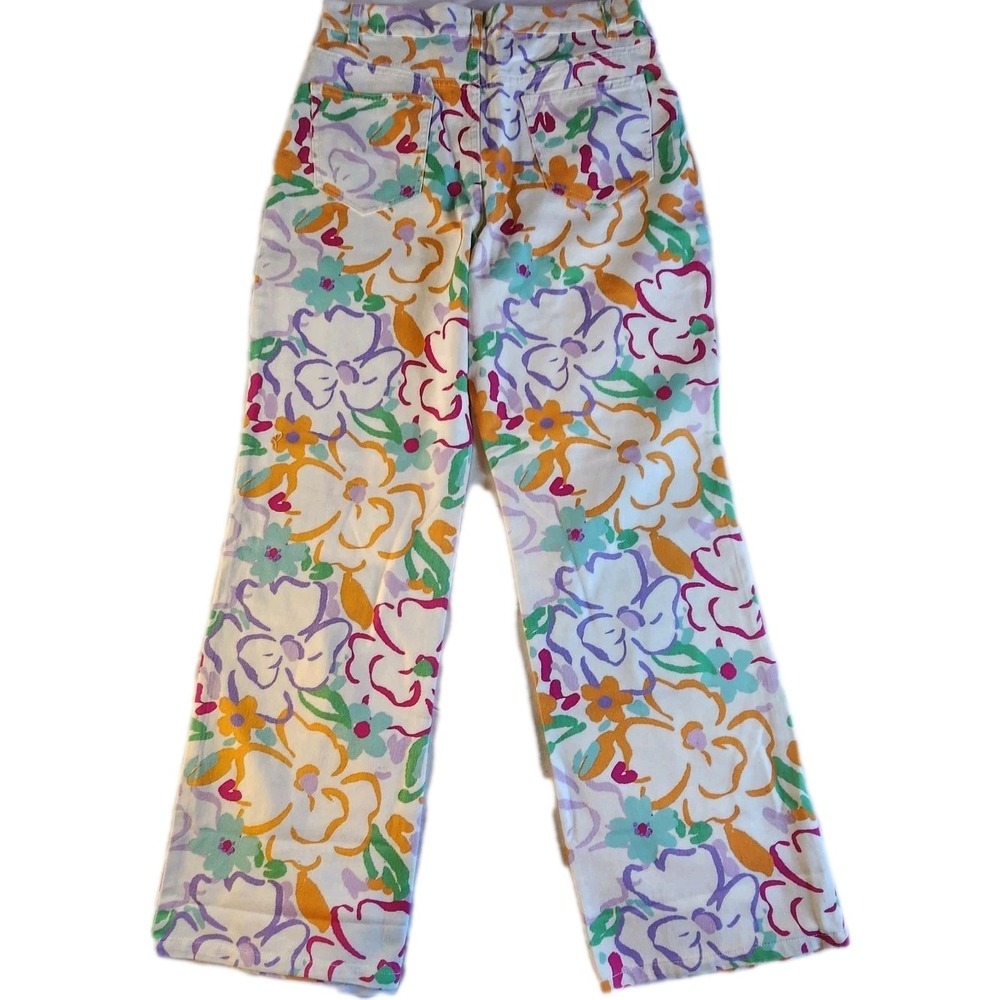 ORIGINALITY Jeans Pants Womens Medium Straight White Multicolor Floral Spring